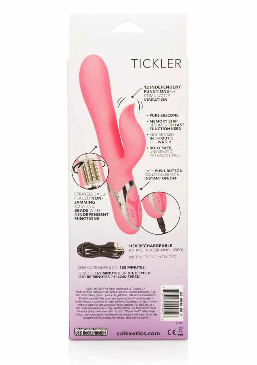 California Exotic Rabbit Vibrator Enchanted Tickler - Roze 5 California Exotic Rabbit Vibrator Enchanted Tickler - Roze - Afbeelding 3
