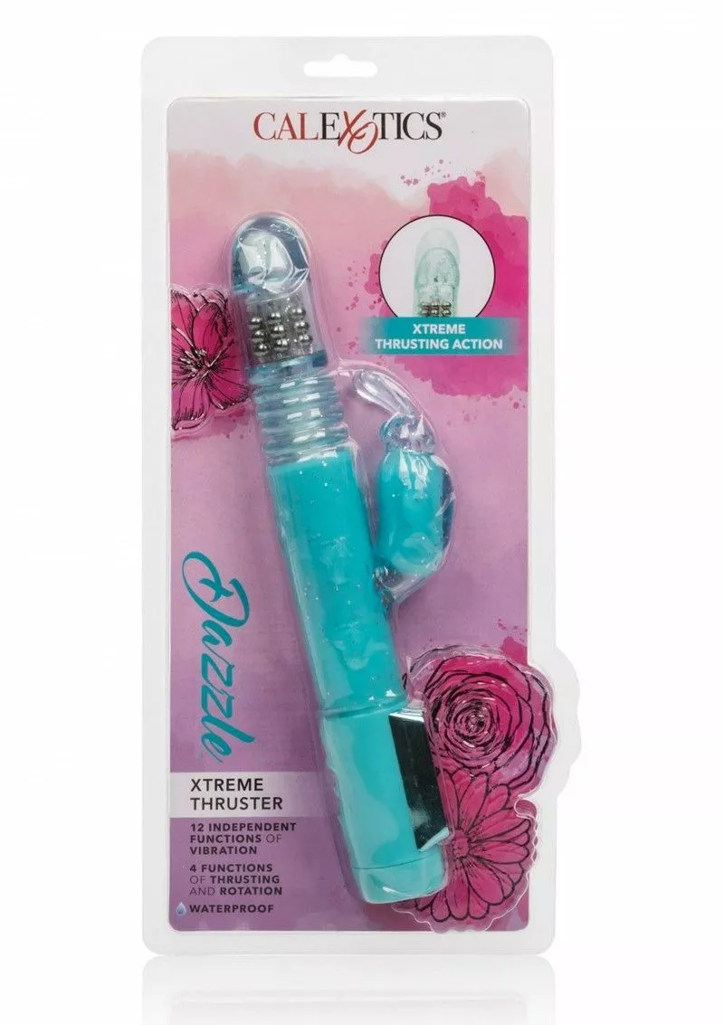 California Exotic Stotende Rabbit Vibrator Met Roterende Parels - Turquoise 5 California Exotic Stotende Rabbit Vibrator Met Roterende Parels - Turquoise - Afbeelding 3