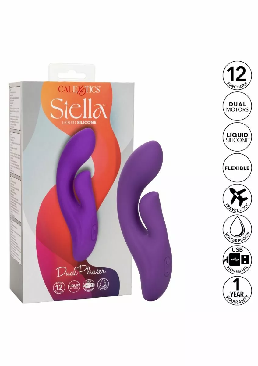 California Exotic Rabbit Vibrator Stella Dual Pleaser - Paars 6 California Exotic Rabbit Vibrator Stella Dual Pleaser - Paars - Afbeelding 4