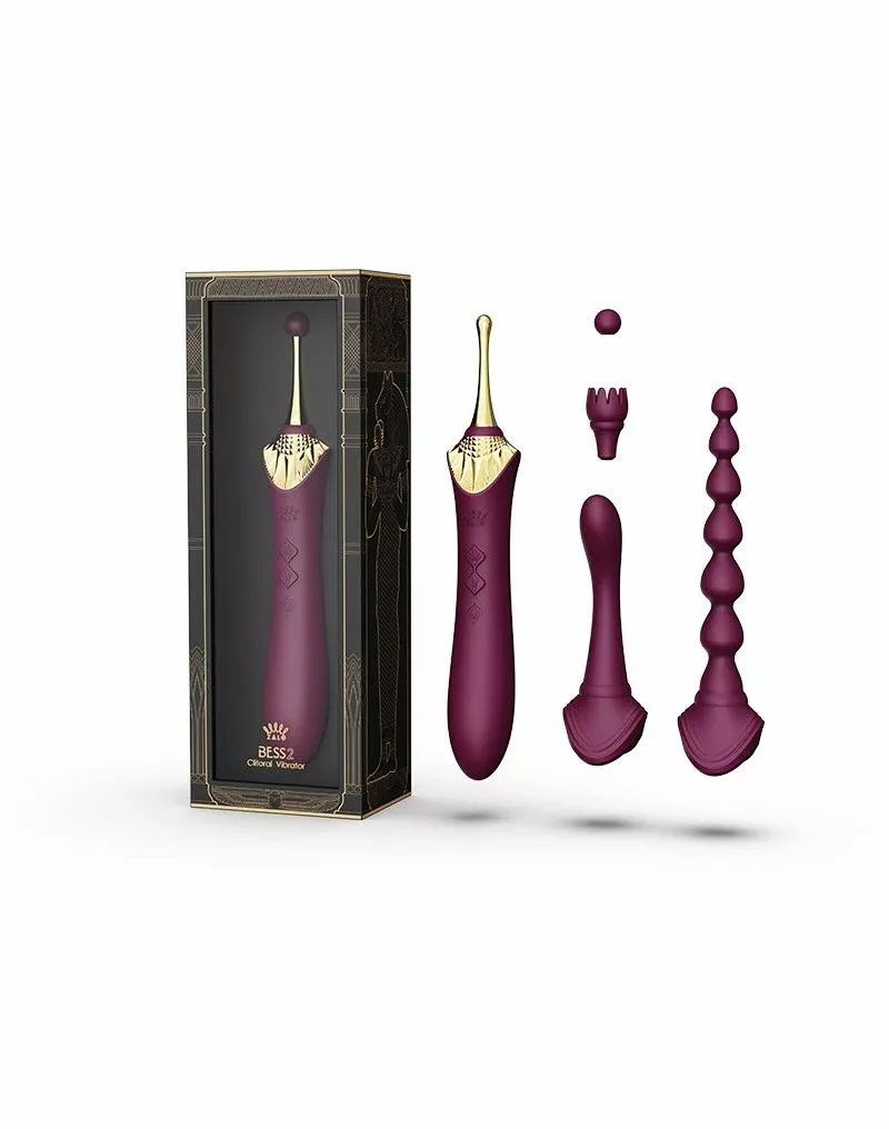 ZALO Bess 2 Verwarmende Clitoris Massager Met 4 Opzetstukken - Paars 4 ZALO Bess 2 Verwarmende Clitoris Massager Met 4 Opzetstukken - Paars - Afbeelding 2