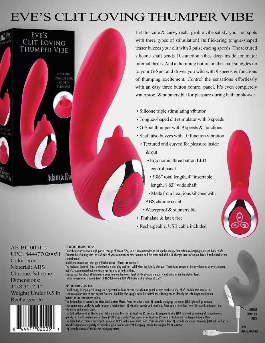 Adam & Eve Clitoris Vibrator Eve's Clit Loving Thumper 4 Adam & Eve Clitoris Vibrator Eve's Clit Loving Thumper - Afbeelding 2