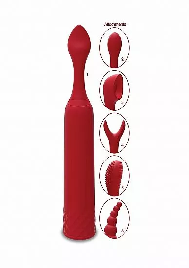 Doc Johnson Clitoris Stimulator Met Opzetstukken - Rood 4 Doc Johnson Clitoris Stimulator Met Opzetstukken - Rood - Afbeelding 2