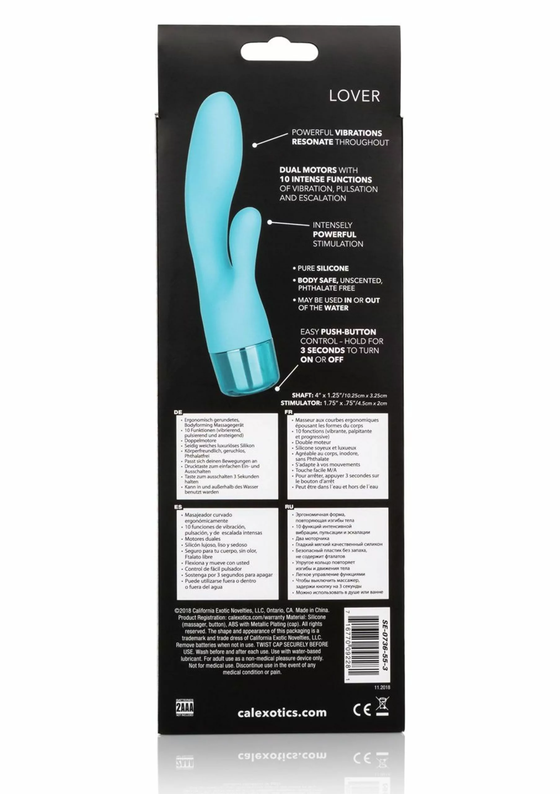 California Exotic Rabbit Vibrator Eden Lover - Blauw (OP=OP) 4 California Exotic Rabbit Vibrator Eden Lover - Blauw (OP=OP) - Afbeelding 2
