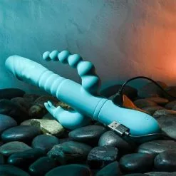 Adam & Eve Rabbit Vibrator Eve's Thrusting Triple Joy - Blauw -Clitoris Vibrators Verkoop rabbit vibrator eve thrusting triple joy blauw 11