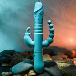 Adam & Eve Rabbit Vibrator Eve's Thrusting Triple Joy - Blauw -Clitoris Vibrators Verkoop rabbit vibrator eve thrusting triple joy blauw 13
