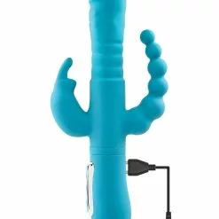 Adam & Eve Rabbit Vibrator Eve's Thrusting Triple Joy - Blauw -Clitoris Vibrators Verkoop rabbit vibrator eve thrusting triple joy blauw 7