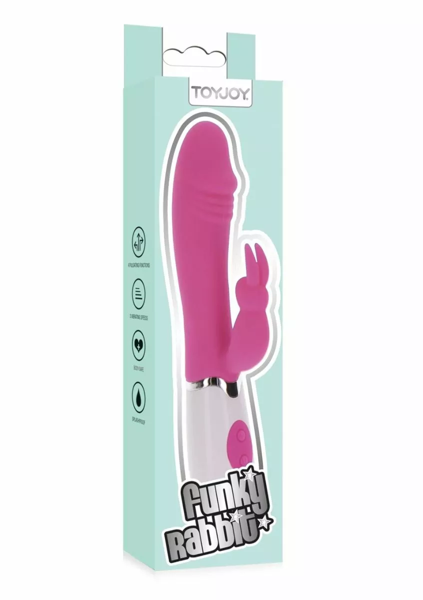 ToyJoy Rabbit Vibrator Funky Roze 4 ToyJoy Rabbit Vibrator Funky Roze - Afbeelding 2