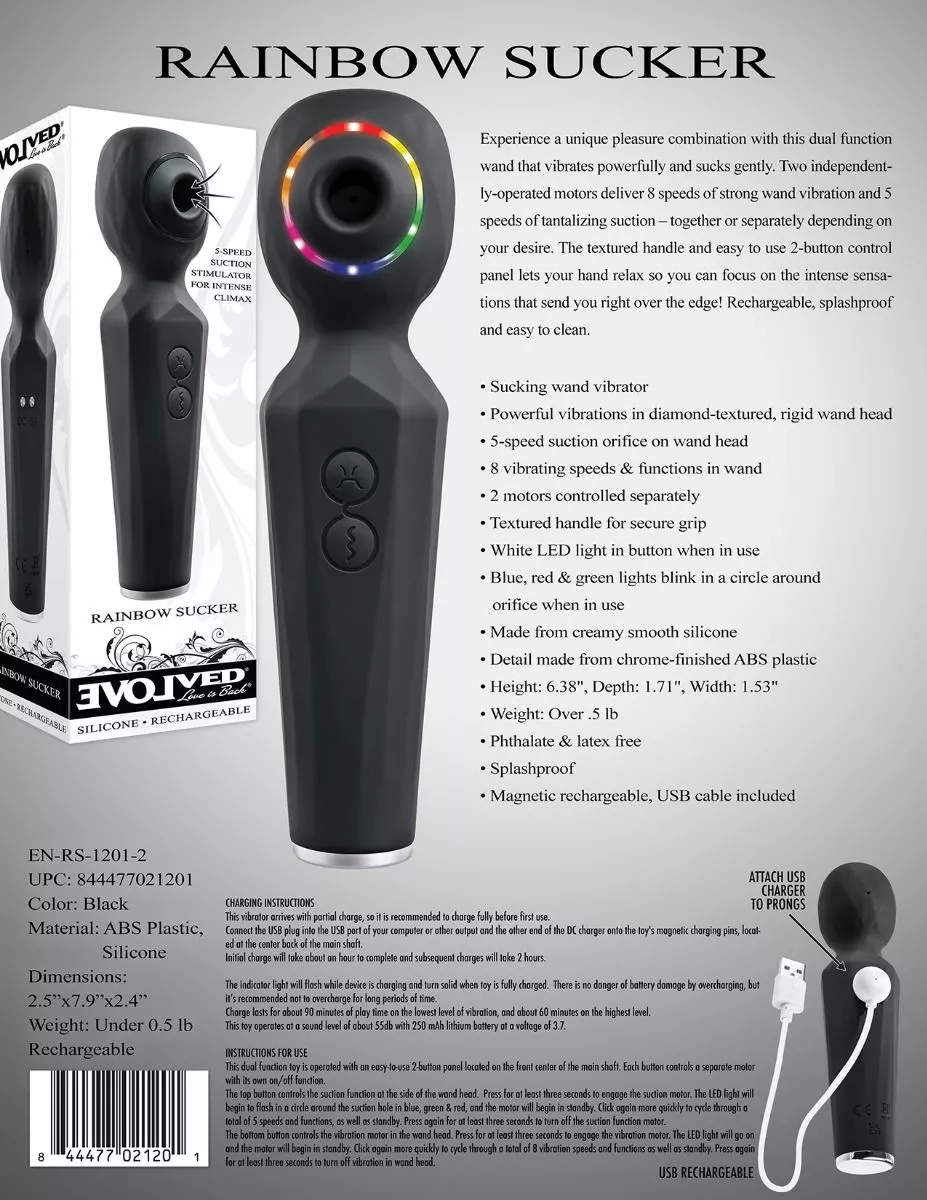 Evolved Novelties Zuigende Wand Vibrator Rainbow Sucker 4 Evolved Novelties Zuigende Wand Vibrator Rainbow Sucker - Afbeelding 2