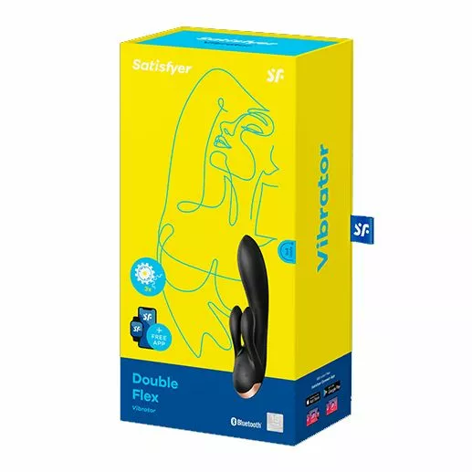 Satisfyer Double Flex Rabbit Vibrator - Zwart 8 Satisfyer Double Flex Rabbit Vibrator - Zwart - Afbeelding 6
