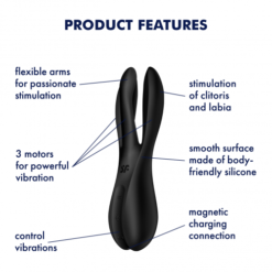 Satisfyer Threesome 2 Vibrator - Zwart -Clitoris Vibrators Verkoop satisfyer threesome 2 black vibrator features