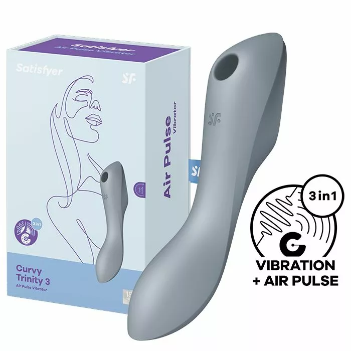 Satisfyer Curvy Trinity 3 Luchtdruk Vibrator - Grijs 3 Satisfyer Curvy Trinity 3 Luchtdruk Vibrator - Grijs