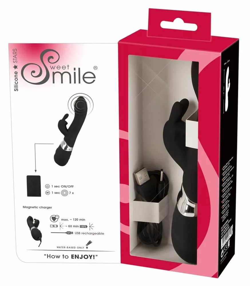 Sweet Smile Blacky Rabbit Vibrator - Zwart 5 Sweet Smile Blacky Rabbit Vibrator - Zwart - Afbeelding 3