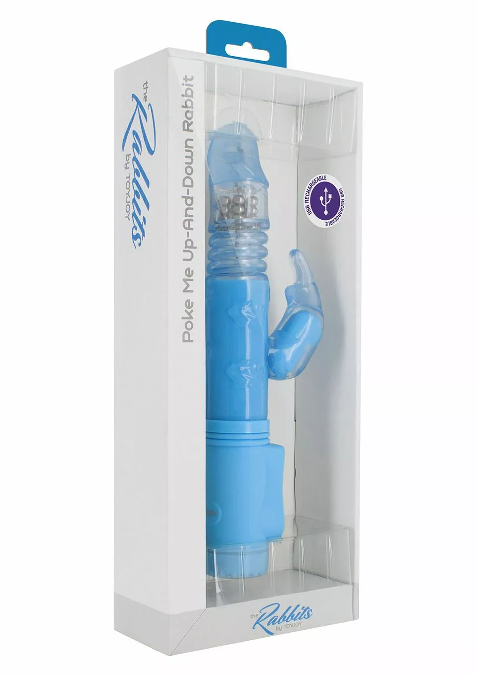 ToyJoy Stotende Oplaadbare Rabbit Vibrator - Blauw 4 ToyJoy Stotende Oplaadbare Rabbit Vibrator - Blauw - Afbeelding 2